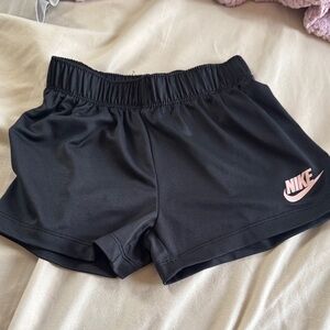 Nike Women's Black Shorts with Pink Logo